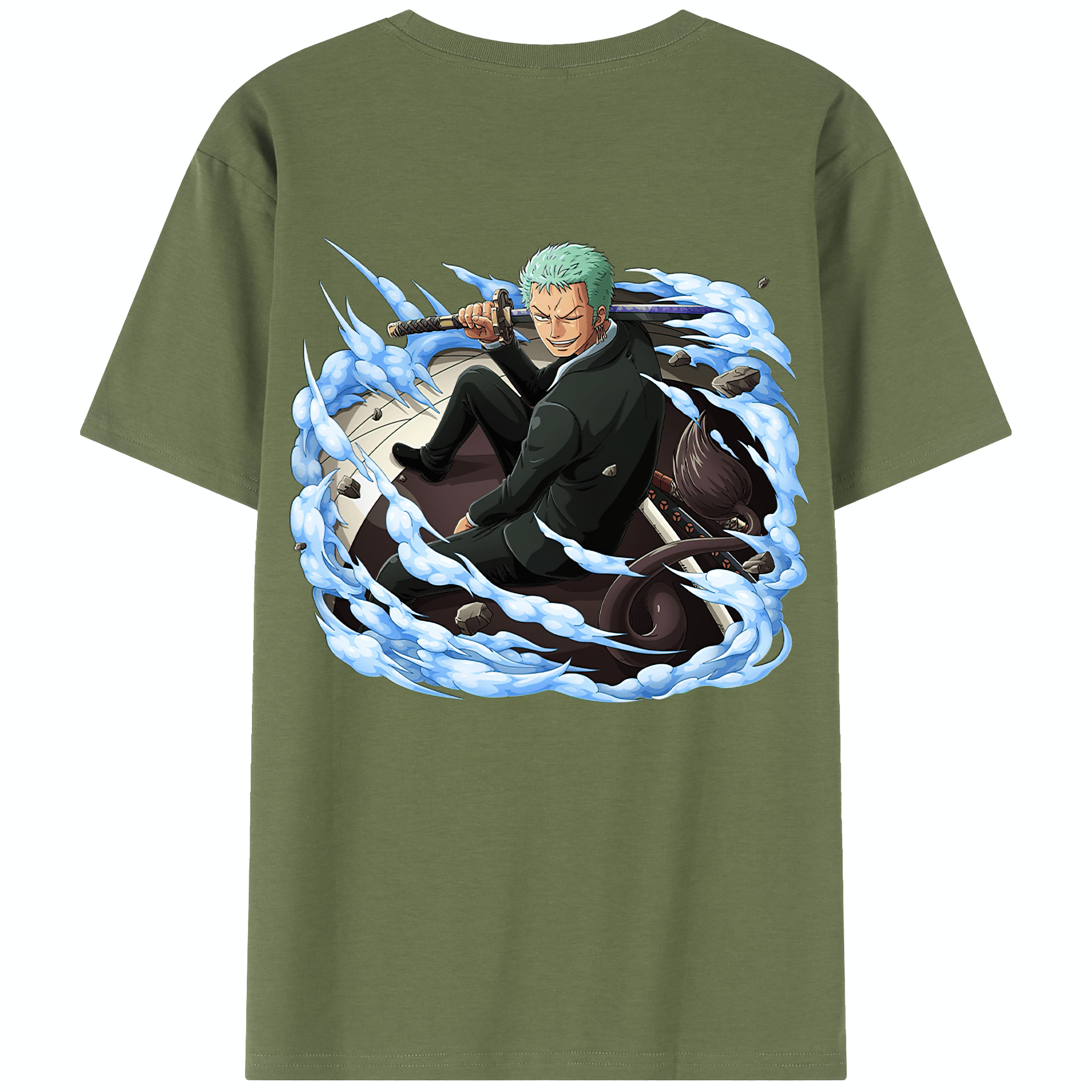 ワンピース ロロノア・ゾロ ONE PIECE Roronoa Zoro 綿100％半袖Tシャツ（背面プリント）